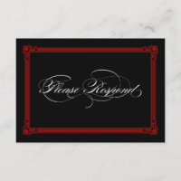 Red & Black Poster Style Wedding RSVP Cards