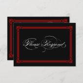 Red & Black Poster Style Wedding RSVP Cards (Vorne/Hinten)