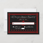 Red & Black Poster Style Wedding RSVP Cards (Rückseite)