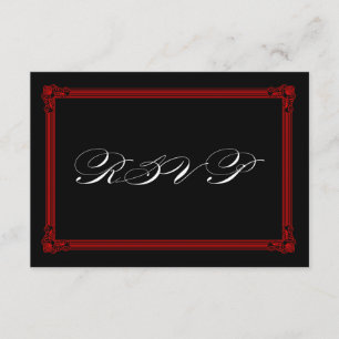 Red & Black Poster Style Wedding RSVP Cards Karte