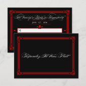 Red & Black Poster Style Wedding RSVP Cards Karte (Vorne/Hinten)