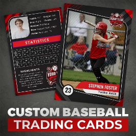 Red & Black Pro Baseball Trading Card Telefonnummerkarte