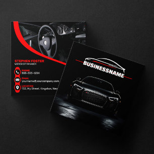 Red & Black Professionelle Autodetailing Quadratische Visitenkarte