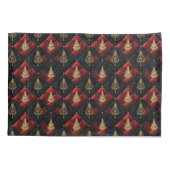 Red Black Quilt Squares Gold Weihnachtsbaumen Kissenbezug (Rückseite-Links)