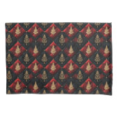 Red Black Quilt Squares Gold Weihnachtsbaumen Kissenbezug (Vorderseite-Links)