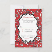 Red & Black Quinceañera Spanische RSVP Karte (Vorderseite)