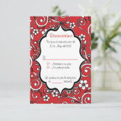 Red & Black Quinceañera Spanische RSVP Karte (Stehend Vorderseite)