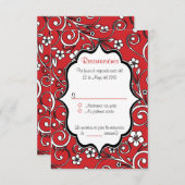Red & Black Quinceañera Spanische RSVP Karte (Vorne/Hinten)