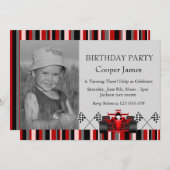 Red & Black Race Car Birthday Einladung (Vorne/Hinten)