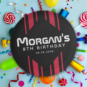 Red Black Racing Car Stripe Geburtstagsparty Pappteller