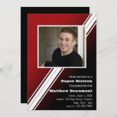 Red Black Racing Stripe Geburtstagsparty Einladung (Vorne/Hinten)