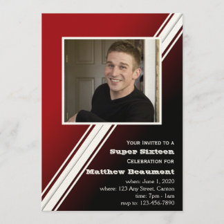 Red Black Racing Stripe Geburtstagsparty Einladung