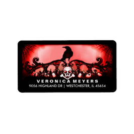 Red & Black Raven Halloween Address Label Adressaufkleber