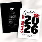 Red Black Retro YY Abschluss Einladung