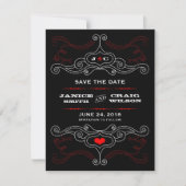 Red & Black Rock 'n' Roll Music Themed Wedding Save The Date (Vorderseite)