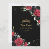 Red Black Rose Floral Gold Quinceanera Sweet 16 Save The Date (Rückseite)