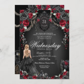Red Black Rose Quinceanera Gothic Halloween Einladung (Vorne/Hinten)