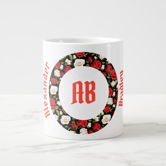 Red Black Rose Ring Jumbo Tasse (Vorderseite)