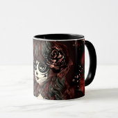 Red Black Rose Sugar Skull Girl Personalisiert Tasse (VorderseiteRechts)