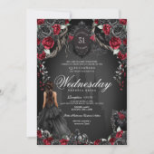 Red Black Roses Quinceañera Halloween Gothic Einladung (Vorderseite)