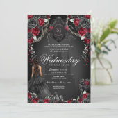 Red Black Roses Quinceañera Halloween Gothic Einladung (Stehend Vorderseite)