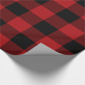 Red & Black Rustic Buffalo Gingham Kariert Holiday Geschenkpapier (Ecke)