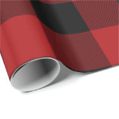 Red & Black Rustic Buffalo Gingham Kariert Holiday Geschenkpapier (Rolleneckpunkt)