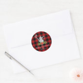Red Black Rustic Buffalo Gingham Kariert Holiday T Runder Aufkleber (Umschlag)