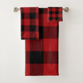 Red Black Rustic Buffalo Kariert Checkered Badhandtuch Set (Insitu)