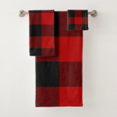 Red Black Rustic Buffalo Kariert Checkered Karos Badhandtuch Set (Insitu)