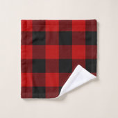 Red Black Rustic Buffalo Kariert Checkered Karos Badhandtuch Set (Waschlappen)
