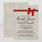 Red Black Rustic Burlap Bridal Dusche Einladungen (Vorne/Hinten)