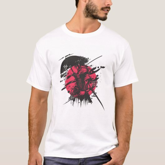 Red & Black Samurai Warrior T - Shirt (Vorderseite)