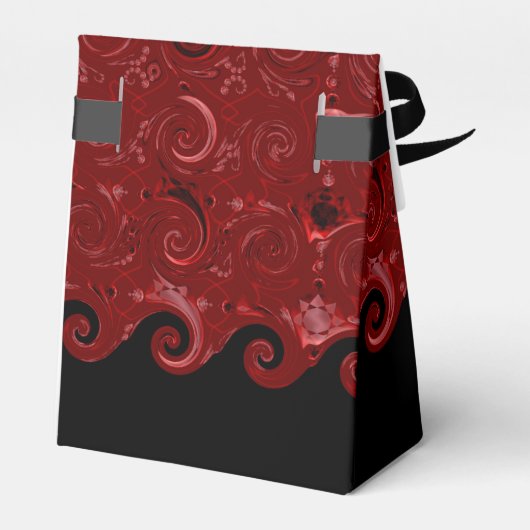 Red & Black Satin Curls Zelt Gefälligkeitsbox Geschenkschachtel (Rückseite)
