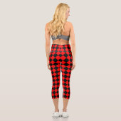 Red Black Schachbrett Diamond Pattern Capri Leggings (Rückseite)