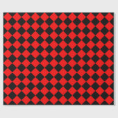 Red Black Schachbrett Diamond Pattern Geschenkpapier (Flach)