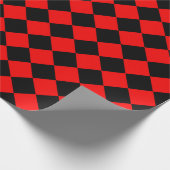 Red Black Schachbrett Diamond Pattern Geschenkpapier (Ecke)