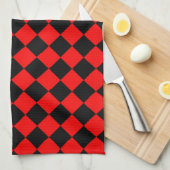 Red Black Schachbrett Diamond Pattern Geschirrtuch (Viertel Falte)