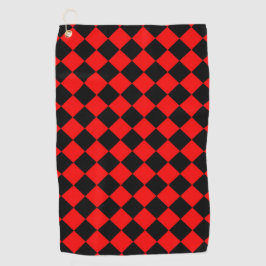 Red Black Schachbrett Diamond Pattern Golfhandtuch