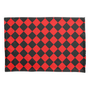 Red Black Schachbrett Diamond Pattern Kissenbezug