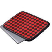 Red Black Schachbrett Diamond Pattern Laptopschutzhülle (Vorne Knopf)