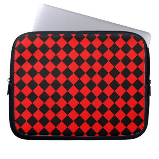 Red Black Schachbrett Diamond Pattern Laptopschutzhülle (Vorderseite)