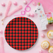 Red Black Schachbrett Diamond Pattern Pappteller (Party)