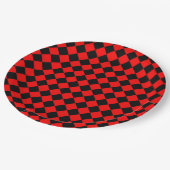 Red Black Schachbrett Diamond Pattern Pappteller (Schrägansicht)