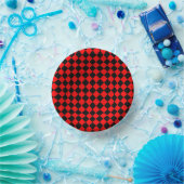 Red Black Schachbrett Diamond Pattern Pappteller (Party)