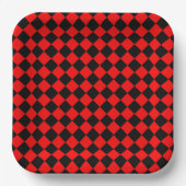 Red Black Schachbrett Diamond Pattern Pappteller (Vorderseite)