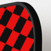 Red Black Schachbrett Diamond Pattern Pickleball Schläger (Linke Seite)