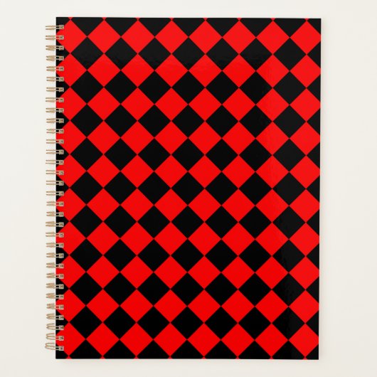 Red Black Schachbrett Diamond Pattern Planer (Vorderseite)