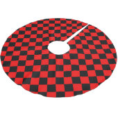 Red Black Schachbrett Diamond Pattern Polyester Weihnachtsbaumdecke (Schrägansicht)