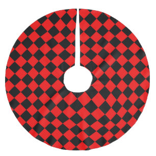 Red Black Schachbrett Diamond Pattern Polyester Weihnachtsbaumdecke